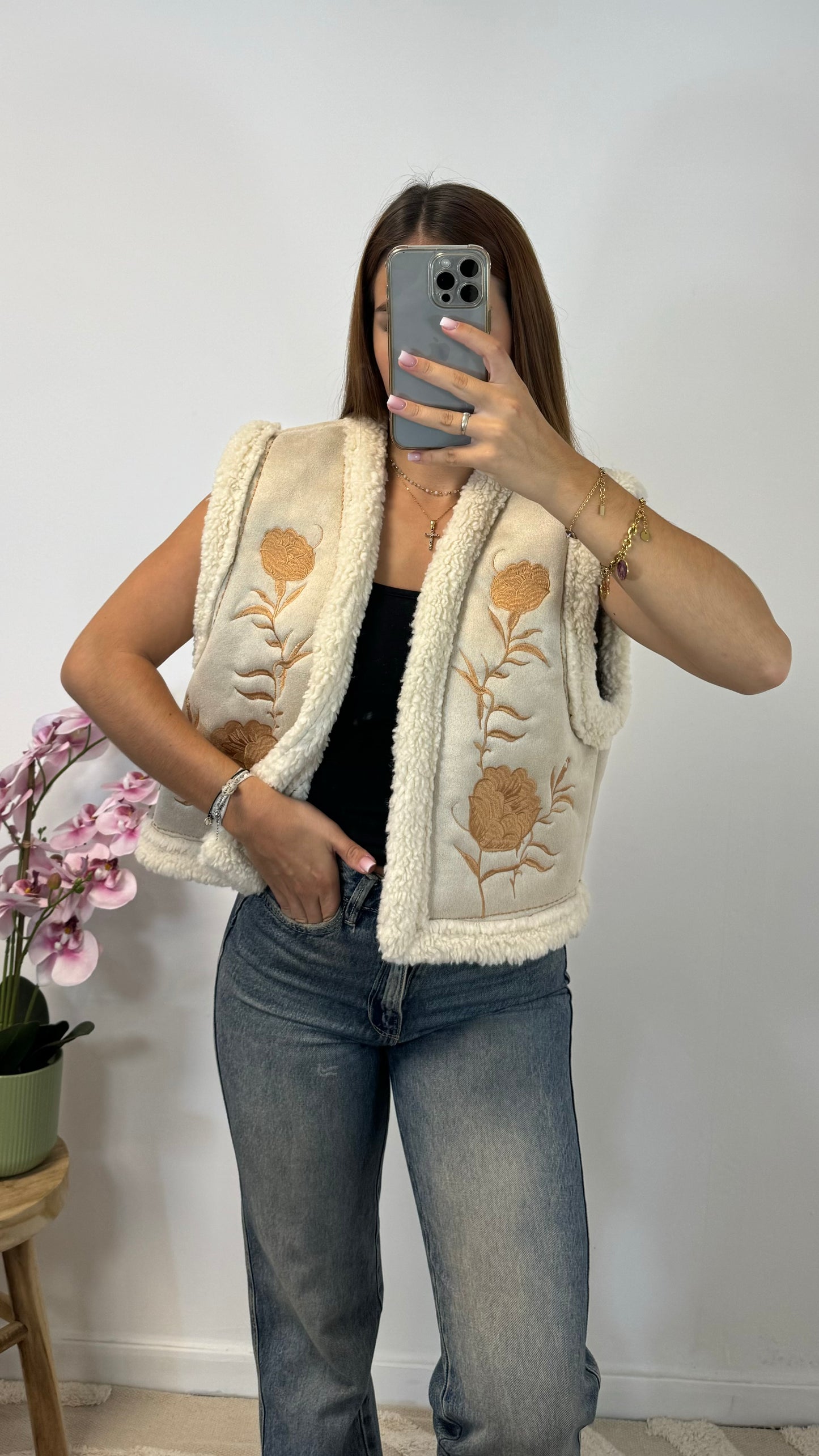 Veste sans manche crème