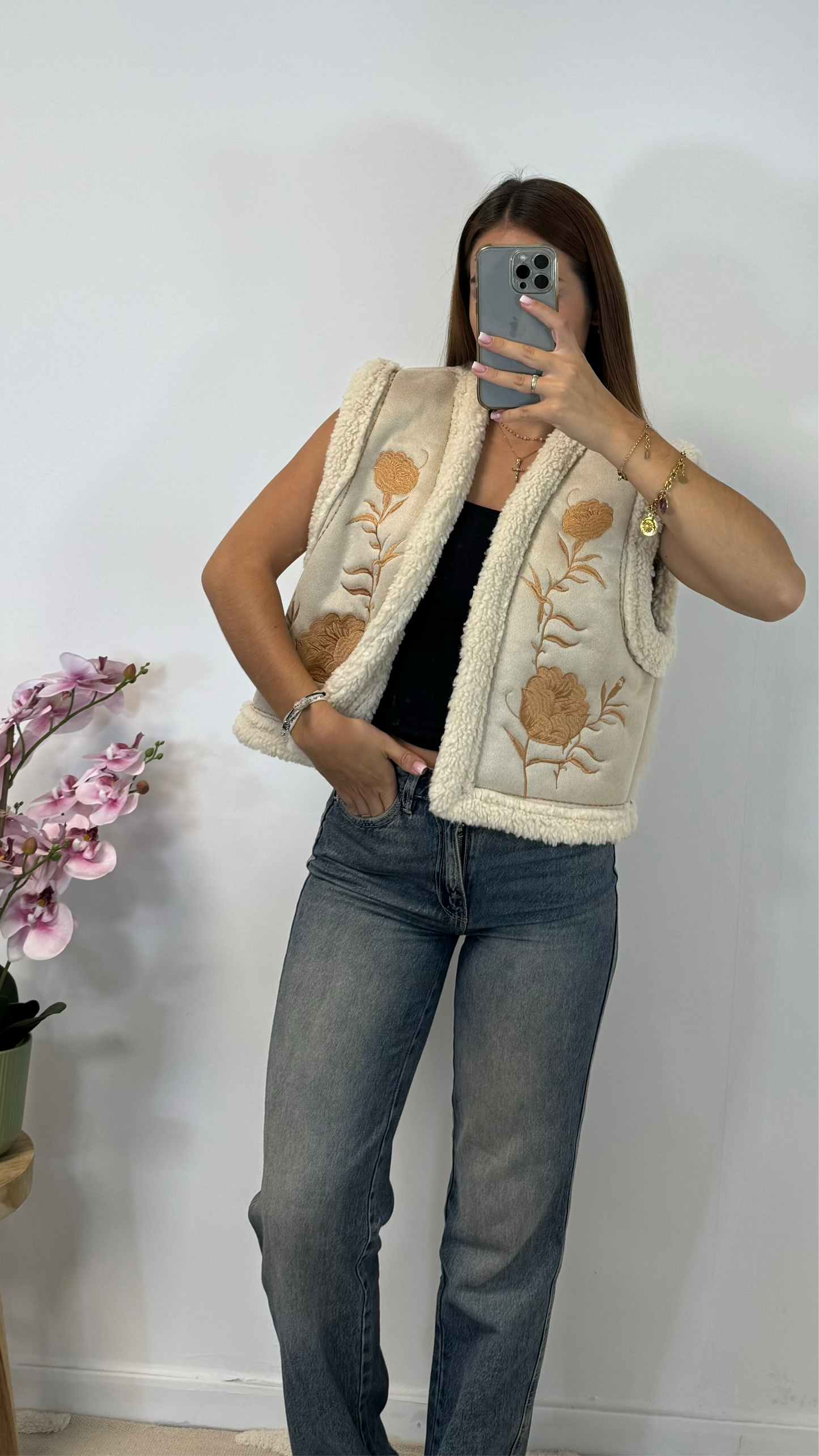 Veste sans manche crème