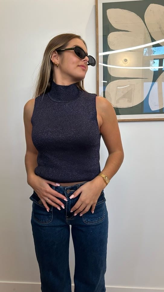 Top paillettes Bleu Marine