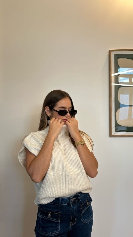 Pull sans manche Blanc