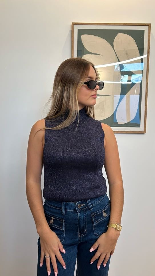 Top paillettes Bleu Marine
