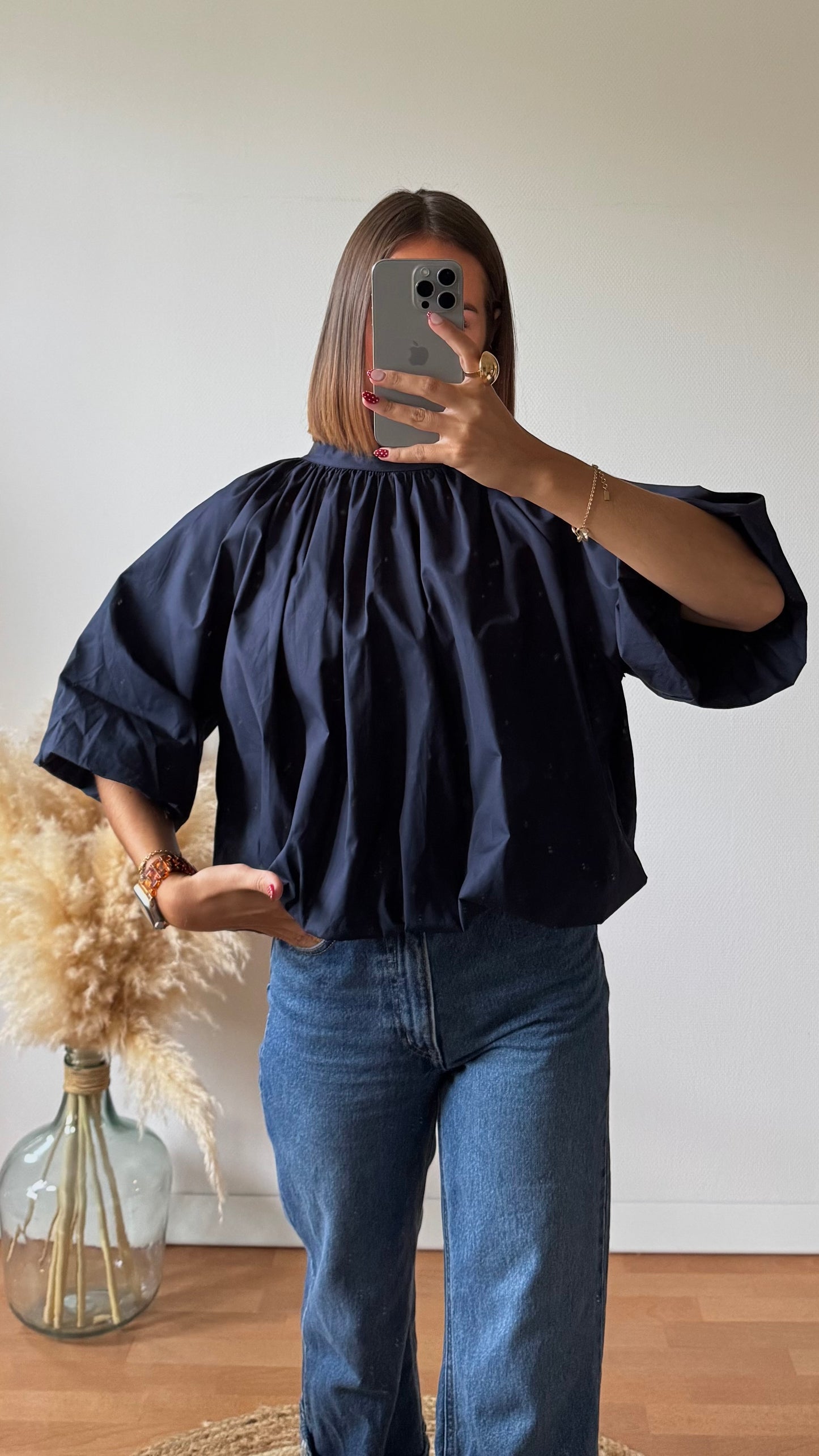 Blouse Volante Bleu Marine