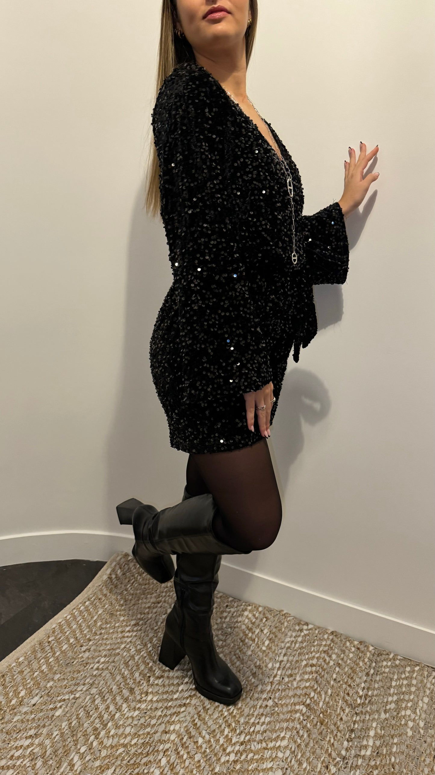 Combishort paillette noir