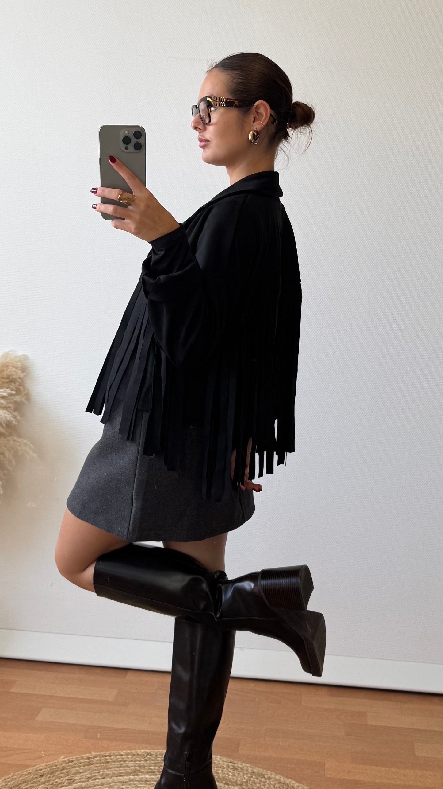 Veste à frange Noir