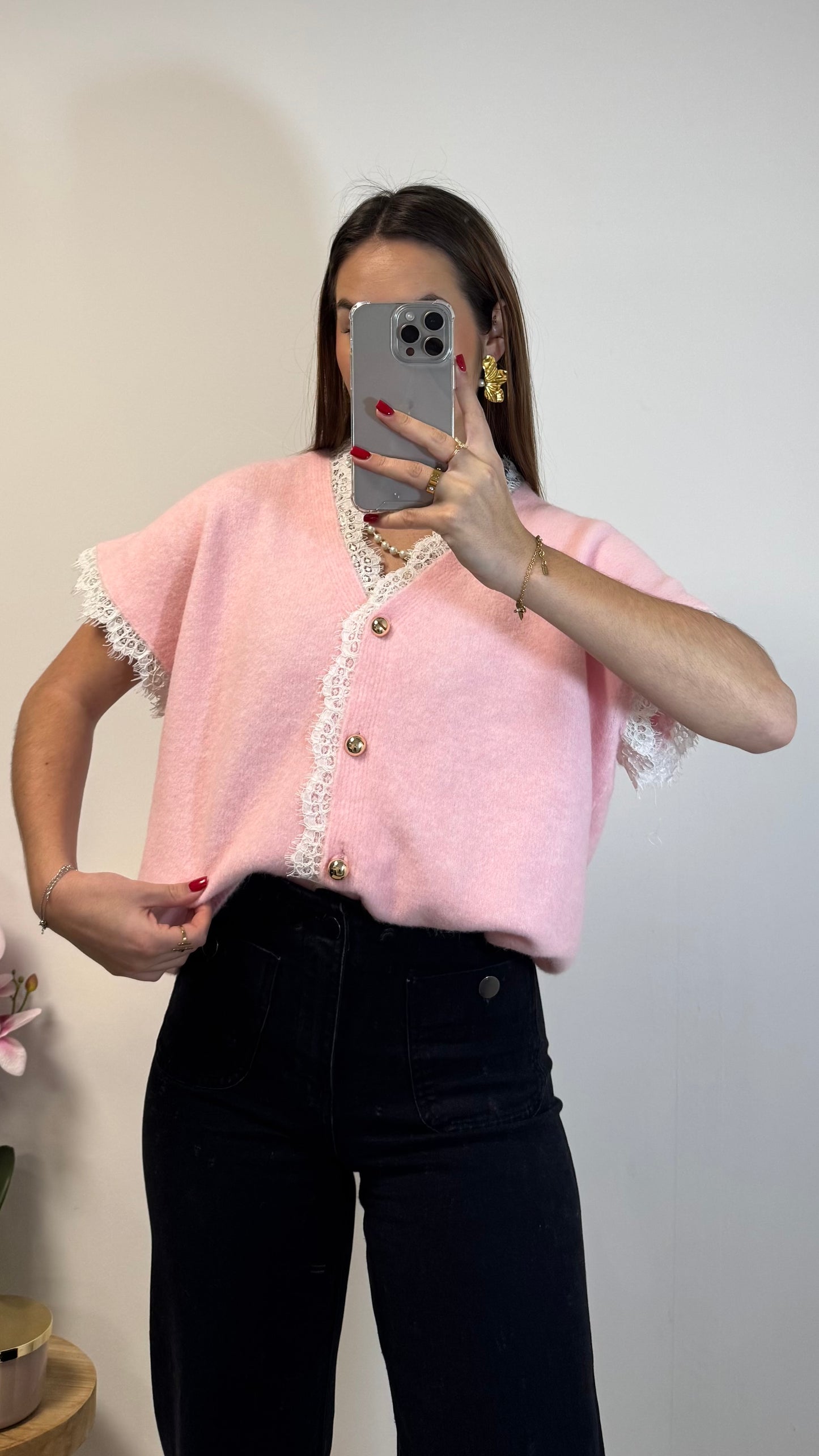 Pull Dentelle Rose