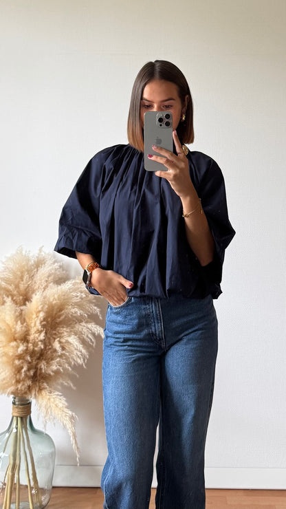 Blouse Volante Bleu Marine