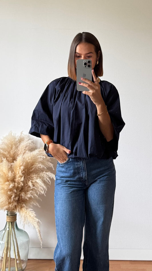 Blouse Volante Bleu Marine
