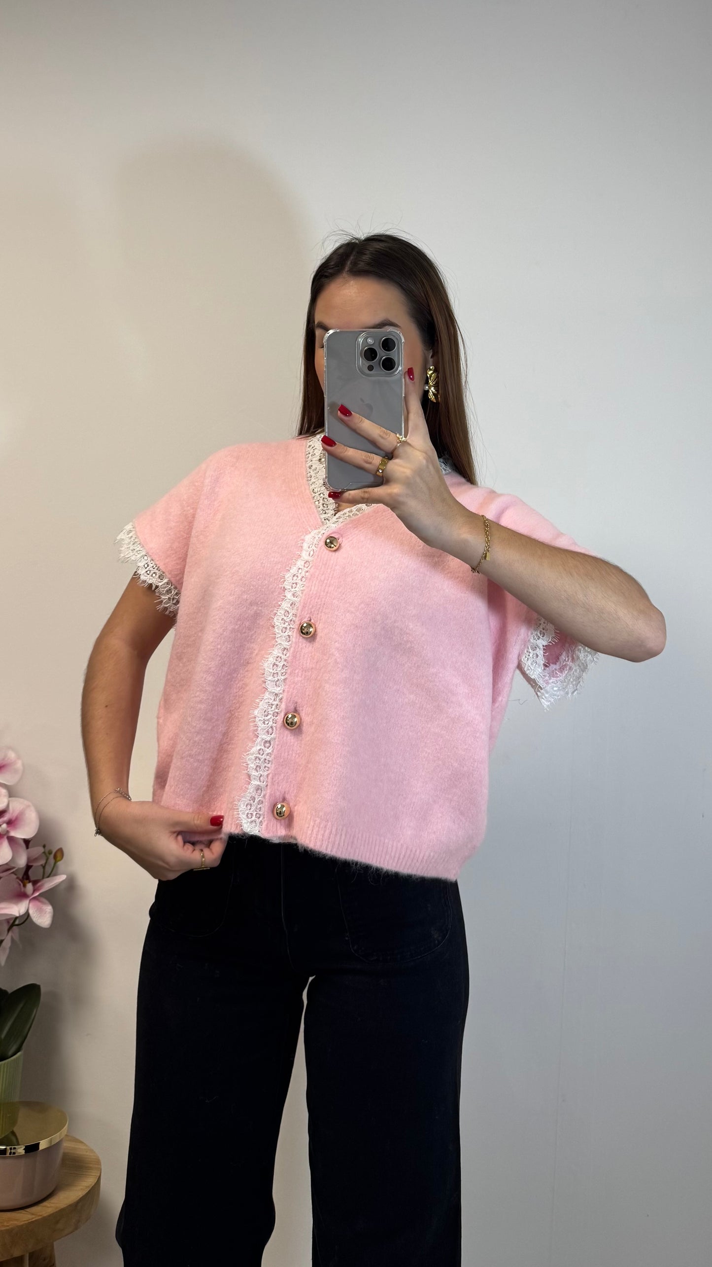 Pull Dentelle Rose