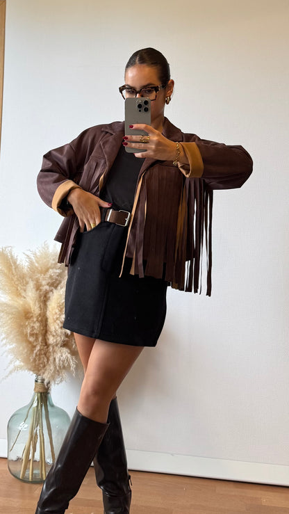 Veste à frange Marron