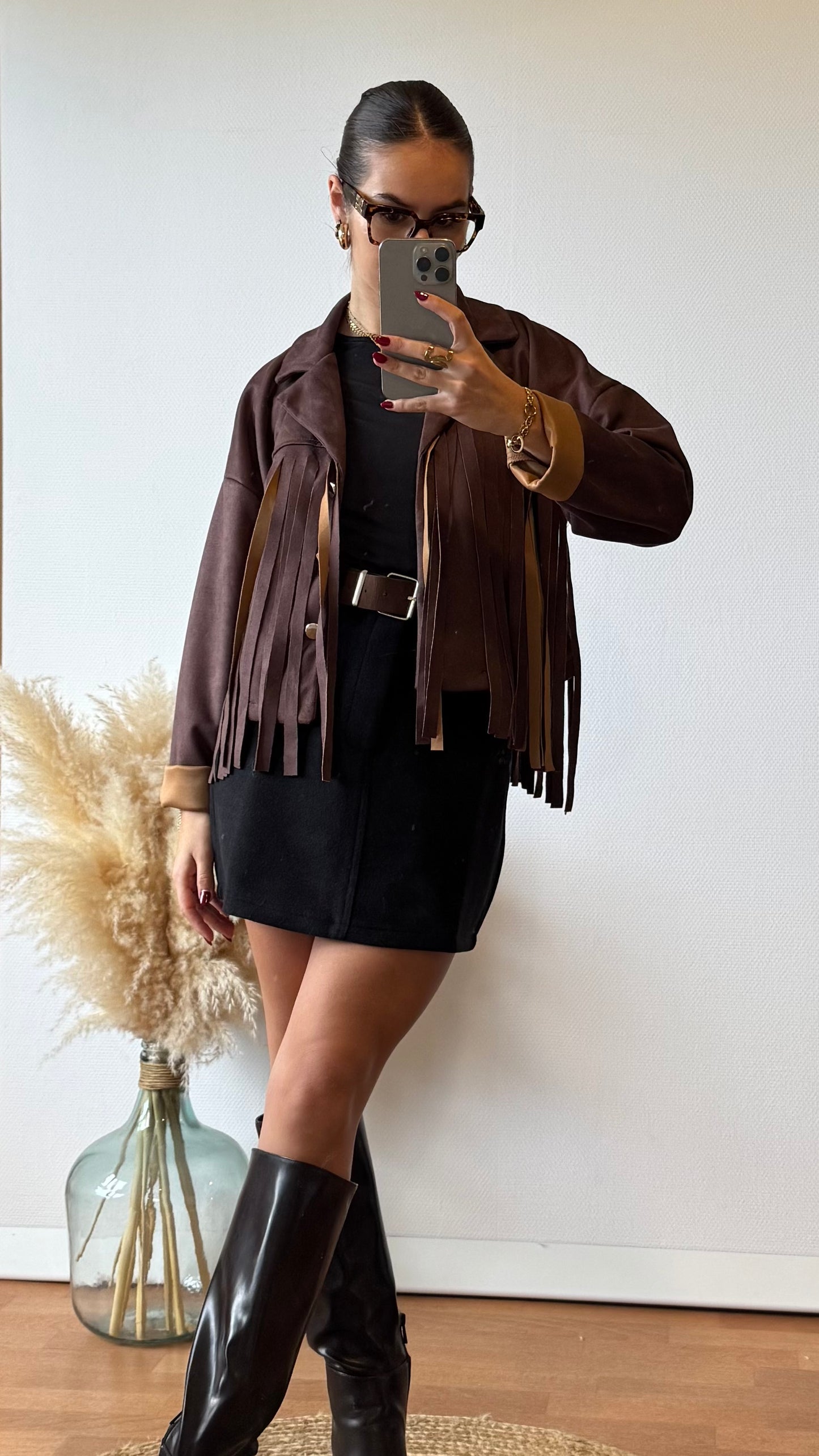 Veste à frange Marron