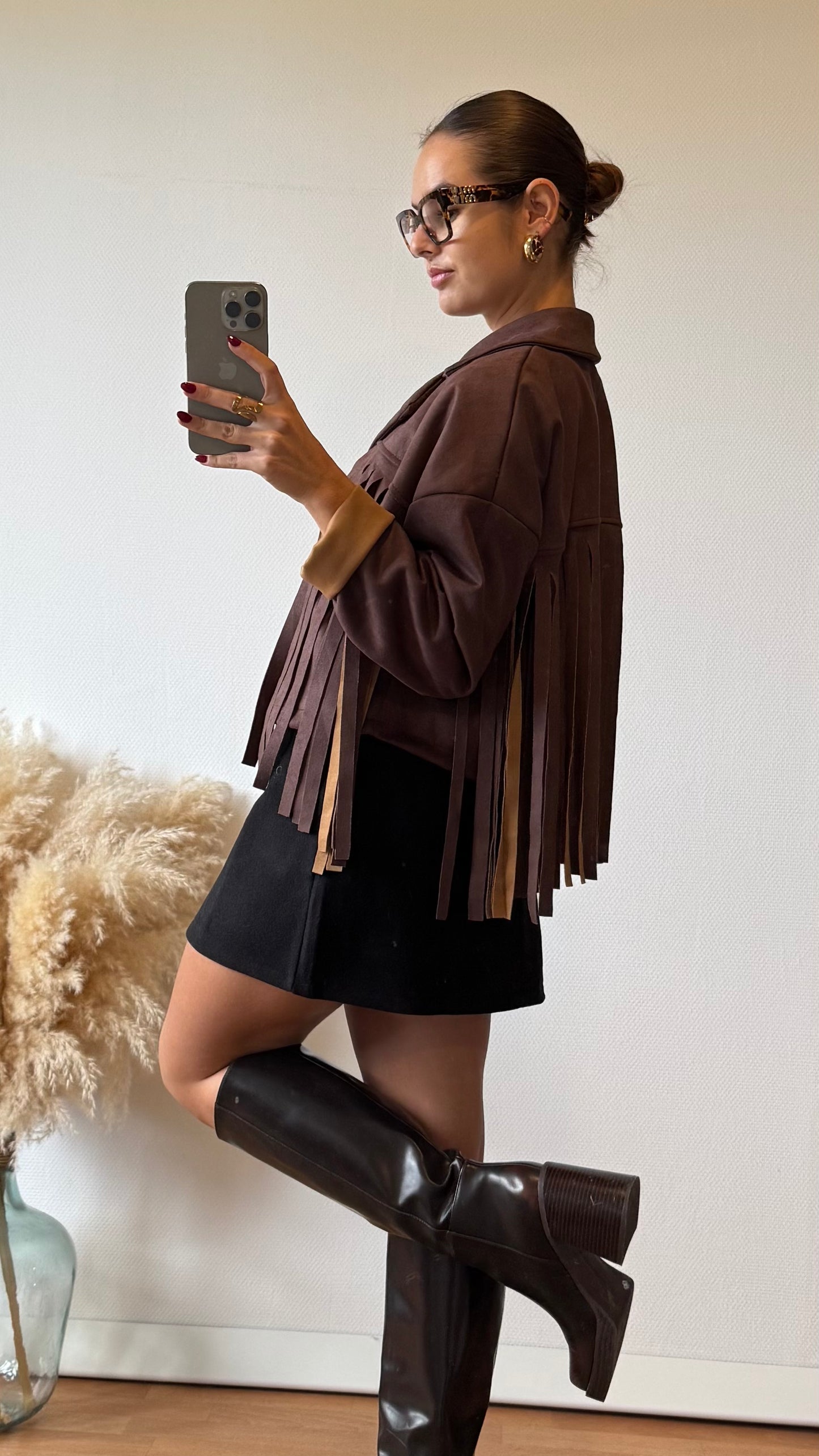 Veste à frange Marron