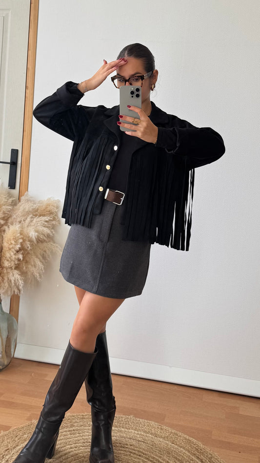 Veste à frange Noir