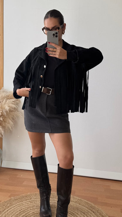 Veste à frange Noir