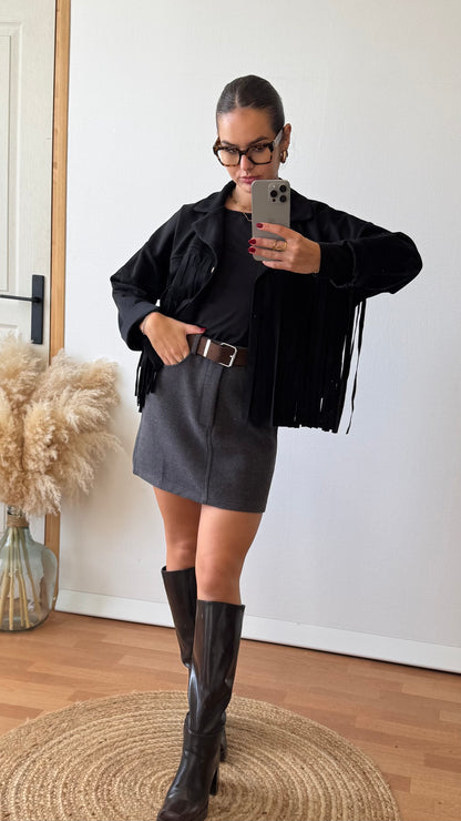 Veste à frange Noir